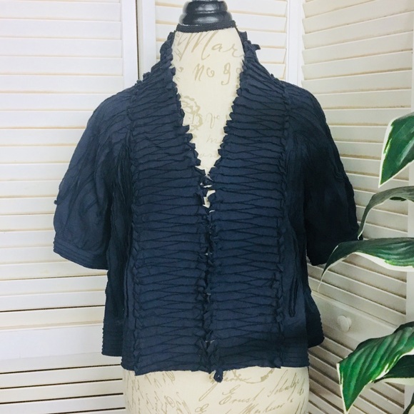 BCBGMaxAzria Tops Bcbg Pintucked Cotton Bolero Jacket Poshmark